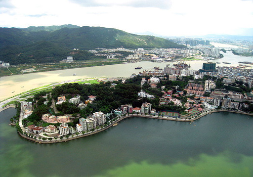 An overlook of Macau on the top of Penha Hill. 